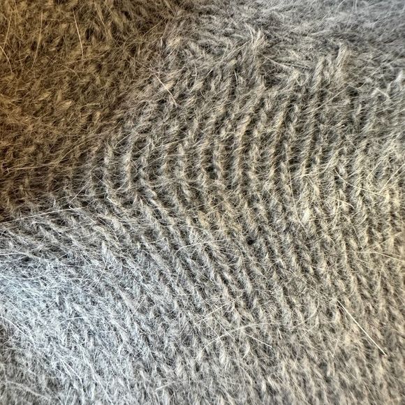 Vtg Gray Angora Lambswool Knit Sweater Size Medium Fitted Rhinestone Vintage 90s - Picture 10 of 10